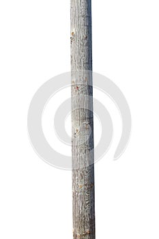 Old wooden post isolated on white