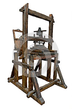 Old wooden printing press