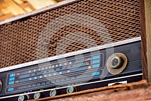 Old wooden radio receiver obsolete