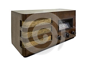 Old wooden radio photo