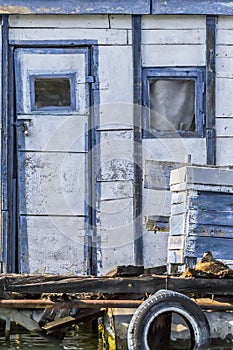 Old Wooden Raft Hut On Sava River, Belgrade, Serbi