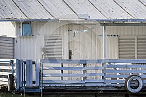 Old Wooden Raft Hut On Sava River, Belgrade, Serbia-Detail