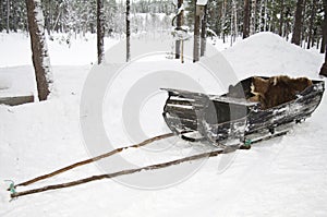 Old wooden reindeer sleigh, Sweden