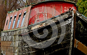 Old wooden river barge