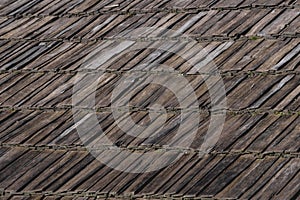 Old wooden roof, in countryside, wooden roof pattern texture