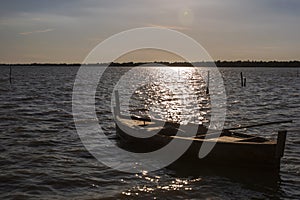 Old wooden rowboat