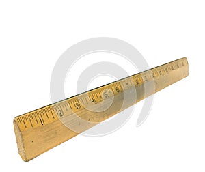 Old Wooden Ruler isolated on white