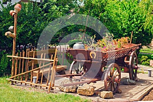 Old wooden rustic wagon