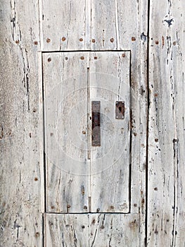 Old wooden rustic wall with small door