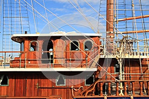 Old wooden sail boat