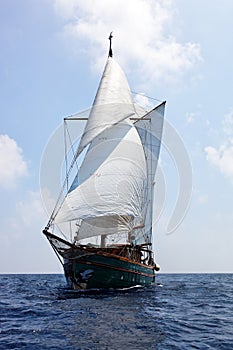 Old wooden sailboat