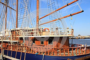 Old wooden sailboat