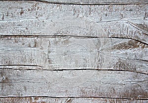 Old wooden shabby background, light grey painted rugged board, natural old rustic wood texture floor element close up top view
