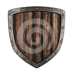 Old wooden shield isolated