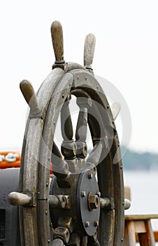 Old wooden ship rudder