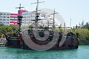 Old wooden ships at dock