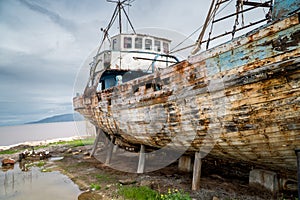 Shipwreck on the seashore in Cyprus
