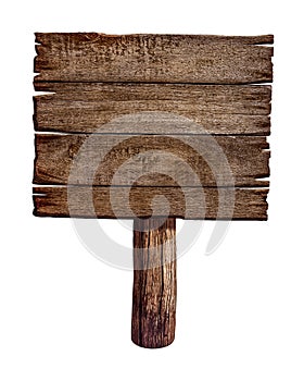 Old wooden sign board or post