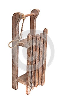 Old wooden sledge with rope