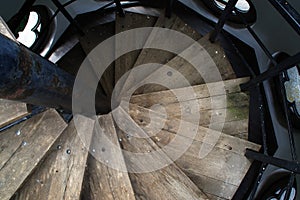 Old wooden spiral staircase