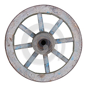 Old wooden spoked wheel photo