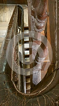 Old wooden stair bannister photo