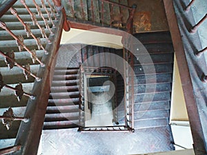 Old wooden staircase in a dwelling house