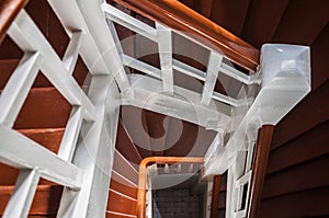 Old wooden staircase inside of an building