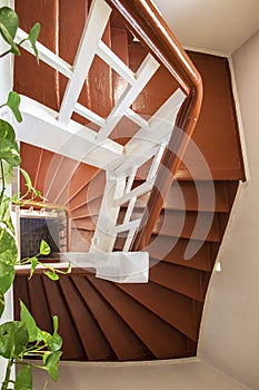 Old wooden staircase inside of an building