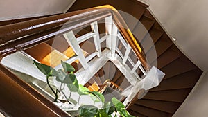 Old wooden staircase inside of an building