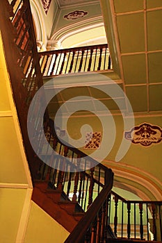 The old wooden stairs of the palace of bangalore.