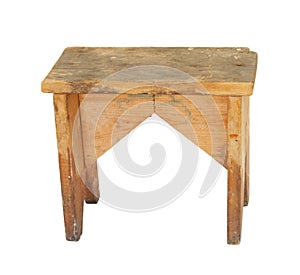 Old Wooden Stool Isolated