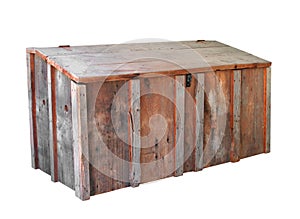 Old wooden storage box isolated