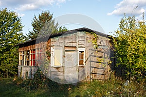 Old wooden summer house with garden in Poland