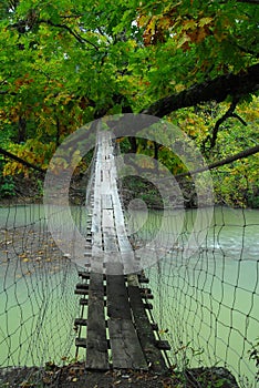 Old Wooden Swinging Bridge