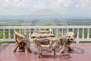 Old wooden table and old wooden chair