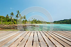 Old wooden terrace at the tropical beach