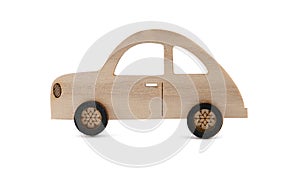 Old wooden toy car, side view