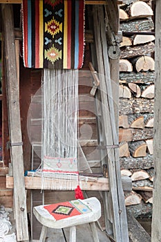 Old wooden traditional hand weaving loom in Zjeravna, Bulgaria