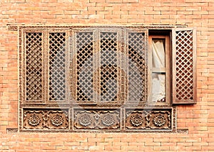 Old wooden traditional Nepalese window detail.