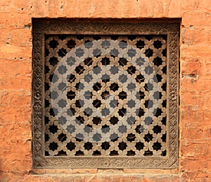 Old wooden traditional Nepalese window detail. Nepal