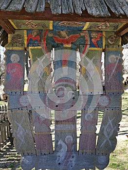 Old wooden triptych in Romania