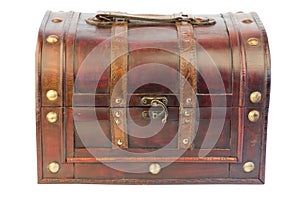 Old wooden trunk isolated retro vintage