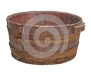 Old wooden tub isolated.