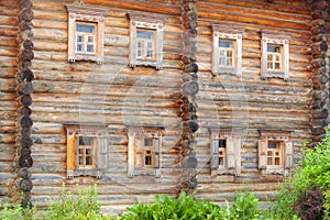 Old wooden two-story house in the village