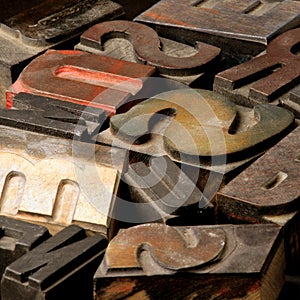 Old wooden type letters