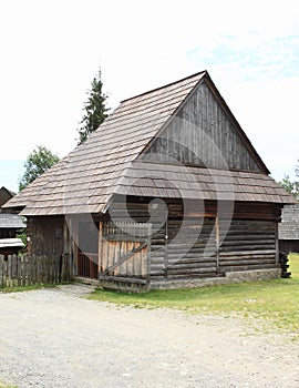 Old timbered village house in open-air museum