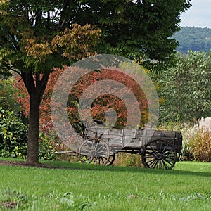 Old Wooden Wagon Landscaping Feature