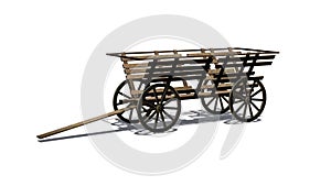 Old wooden wagon with shadow on the ground