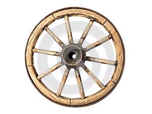 Old wooden wagon wheel